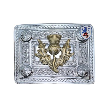 Full Polish Celtic Buckle with new model of Gold thistle Badge
